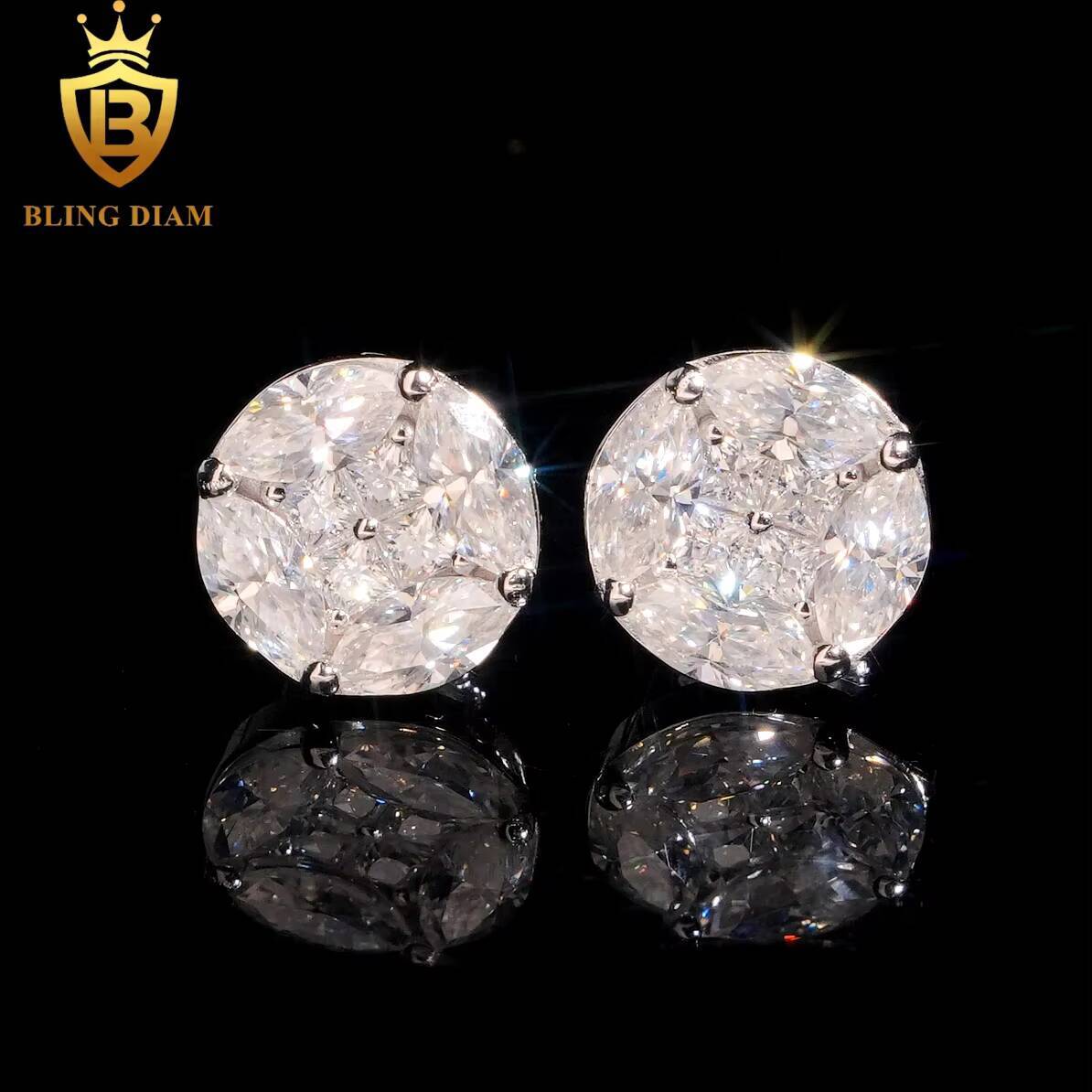 Wholesale Bulk Ready to Ship Fine Jewelry 925 Sterling Silver Custom Real Gold Vvs Moissanite Cute Earrings Wedding