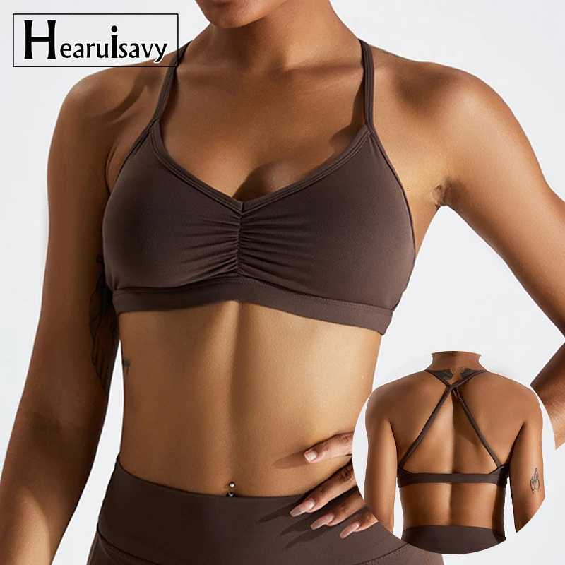 Hearuisavy Scrunch Sports Bra Gym Top Women Running Back Cross Top Women Sportswear Underwear Fitness Workout Clothes Z250812