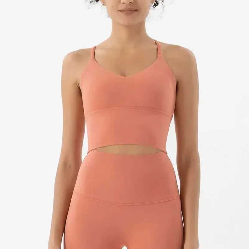 Strappy Sports Bra Nude Vest Double-sided Brushed Sexy Sling Beauty Back Fitness Push Up Sports Women Underwear Z250812