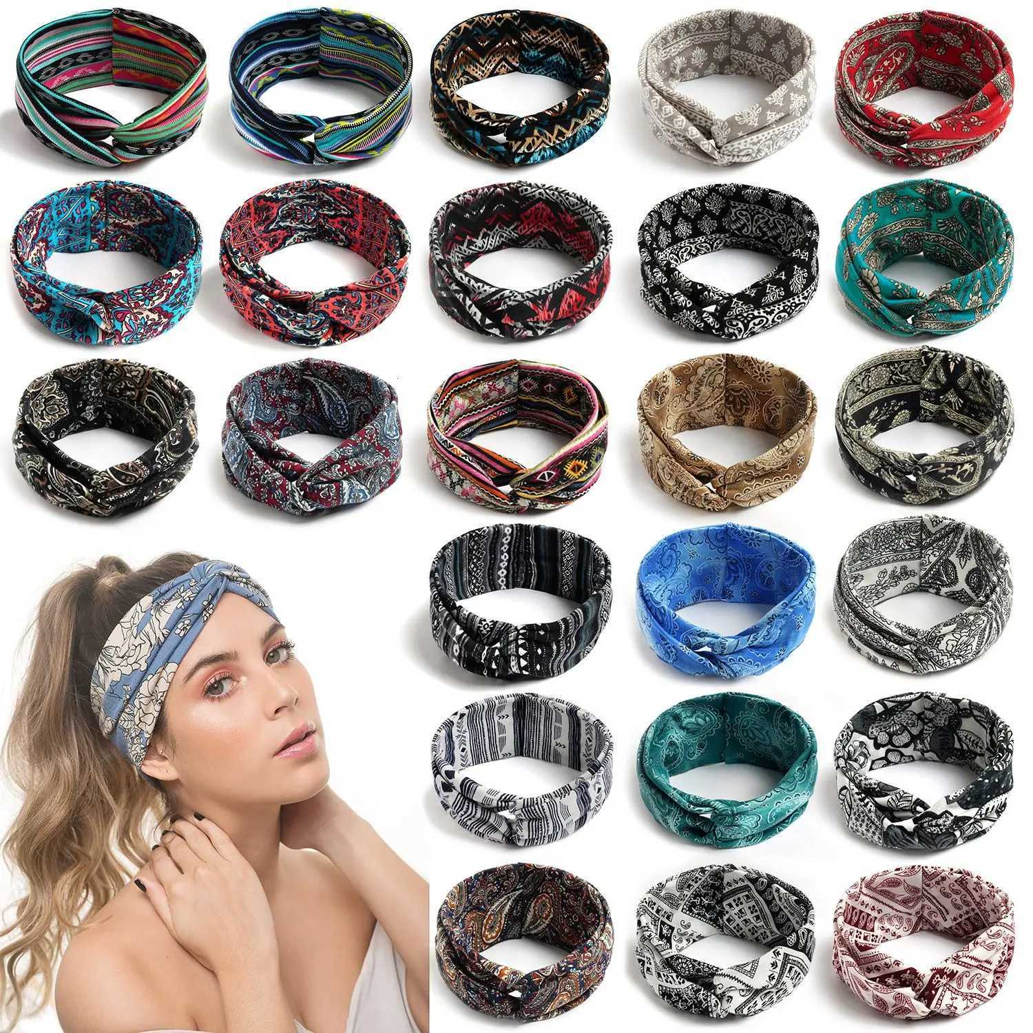 Fashion Bohen Hair Bands Print Wen Girls Bands Vintage Cross Turban Bandage Hair Bands Hair Accessories X250812