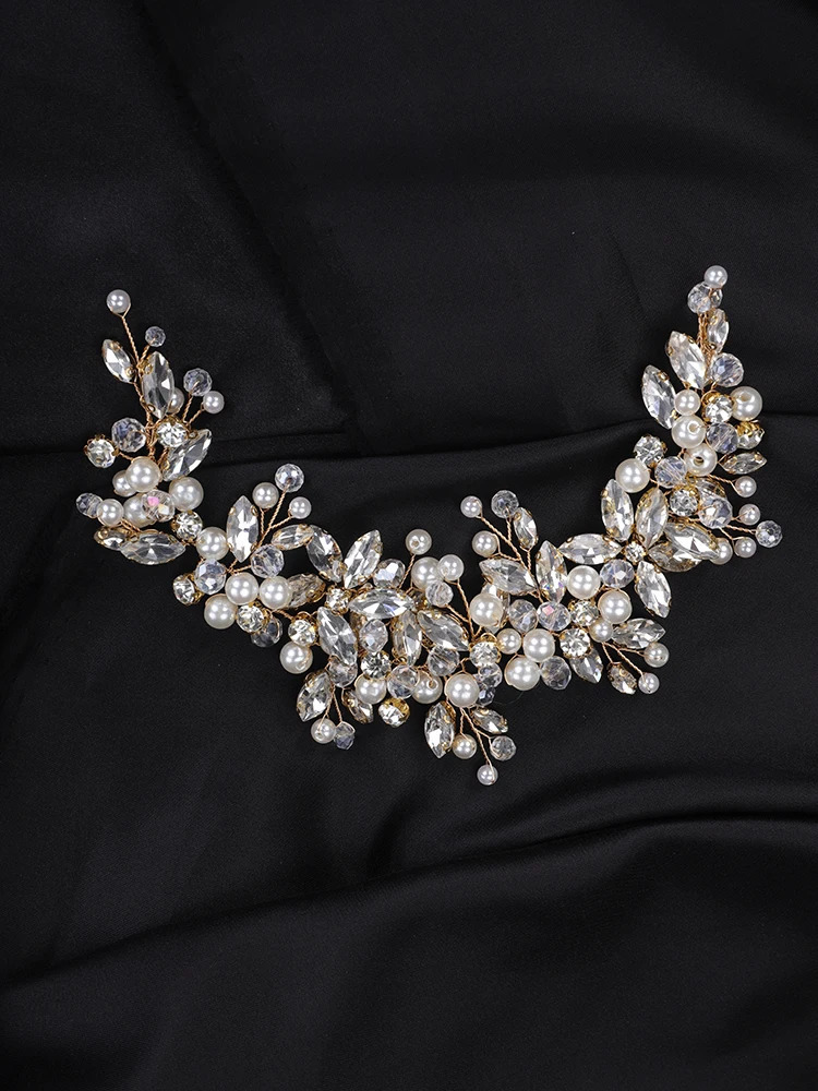 Pearl Bride Headband Crystal Bridal Headpiece Wedding Hair Accessories Handmade Jewelry Party Prom Tiaras 250804