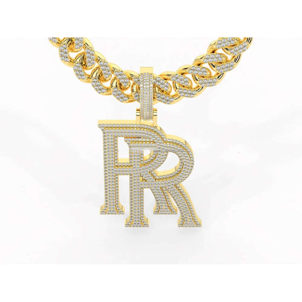 Men's Jewelry Pass Tester Hip Hop VVS Silicon Stone Charm Necklace Iced Sier Letter Name Pendant