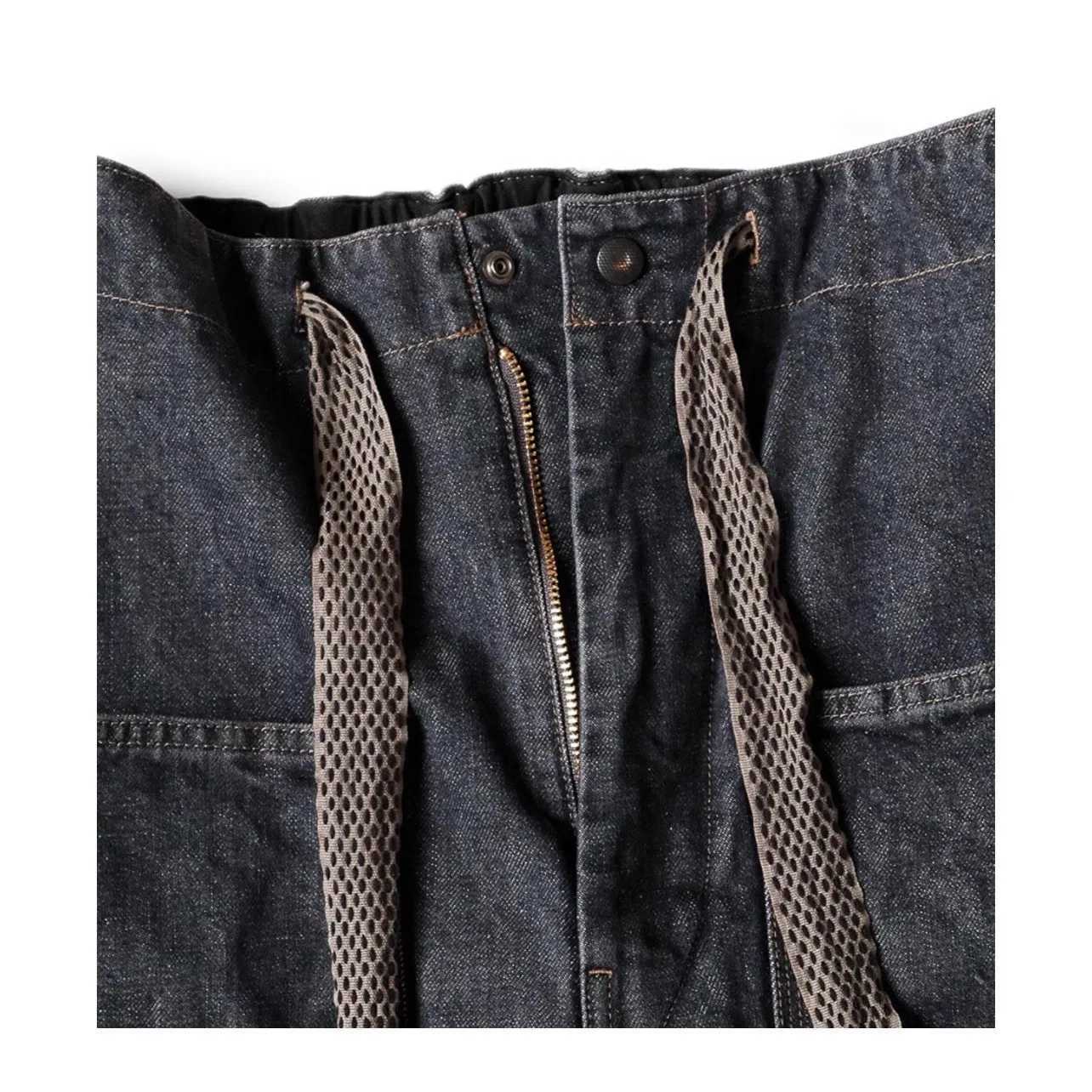 25SS Hirata Hiroshi Japanese Casual Denim Drawstring Large Pocket Logging Pants for Men Arrival X250812