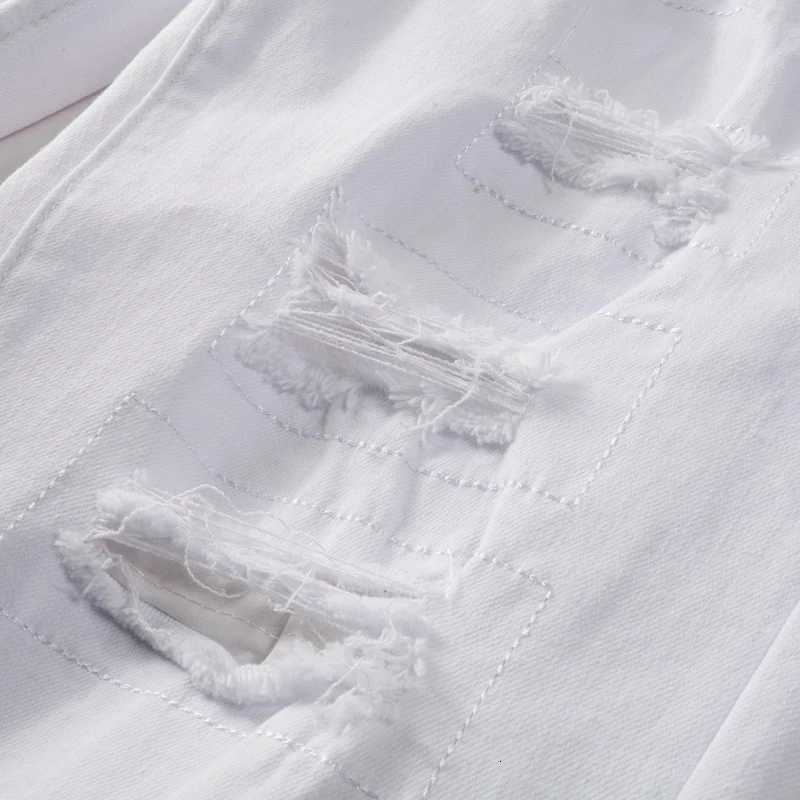 2022 Men Ripped Jeans White Black Stretch Slim Fit Spring Autumn Denim Pants Distressed Hip Hop Streetwear Biker Jeans Pants X250812