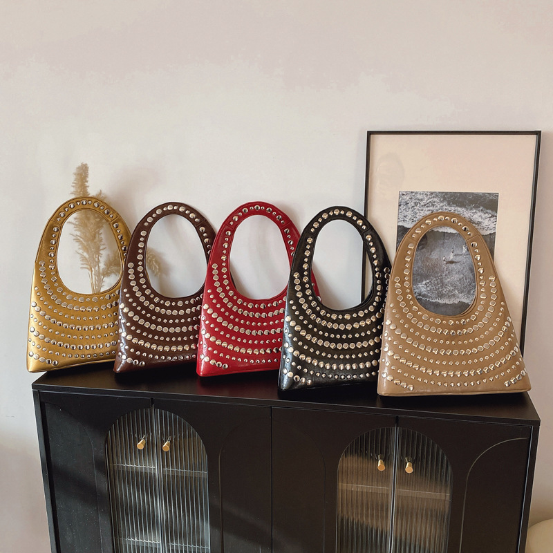 Punk Style Heavy Rivet Handbag Shoulder New Large Capacity Women's Underarm Bag