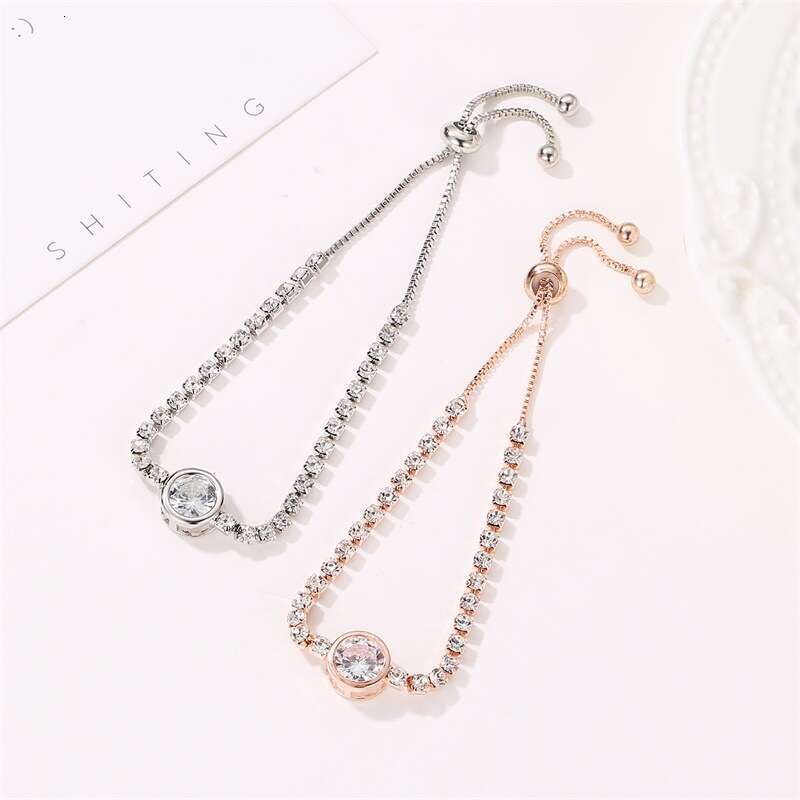 Fashion Rose Gold Heart Zircon Versatile High-end Women's Alloy Inlaid Dia Ladies Bracelet Bangle Jewelry