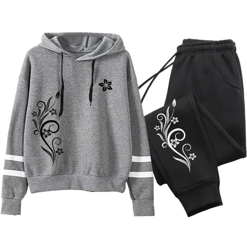 in Womens Tracksuit Vintage Pattern Printing Sweatshirt Pants Set and Single Pcs Stripe Hoodies Casual Womens Clothing 250805