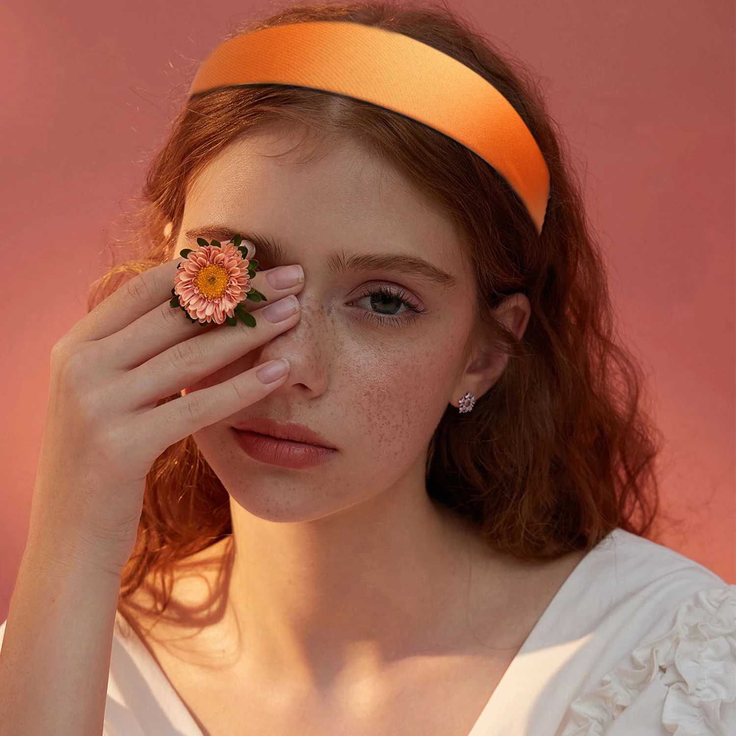 6pcs Wide Satin Bands 1.18 Inch Anti-slip Black Ribbon Hair Bands for Girls DIY Craft Hair Accessories X250812