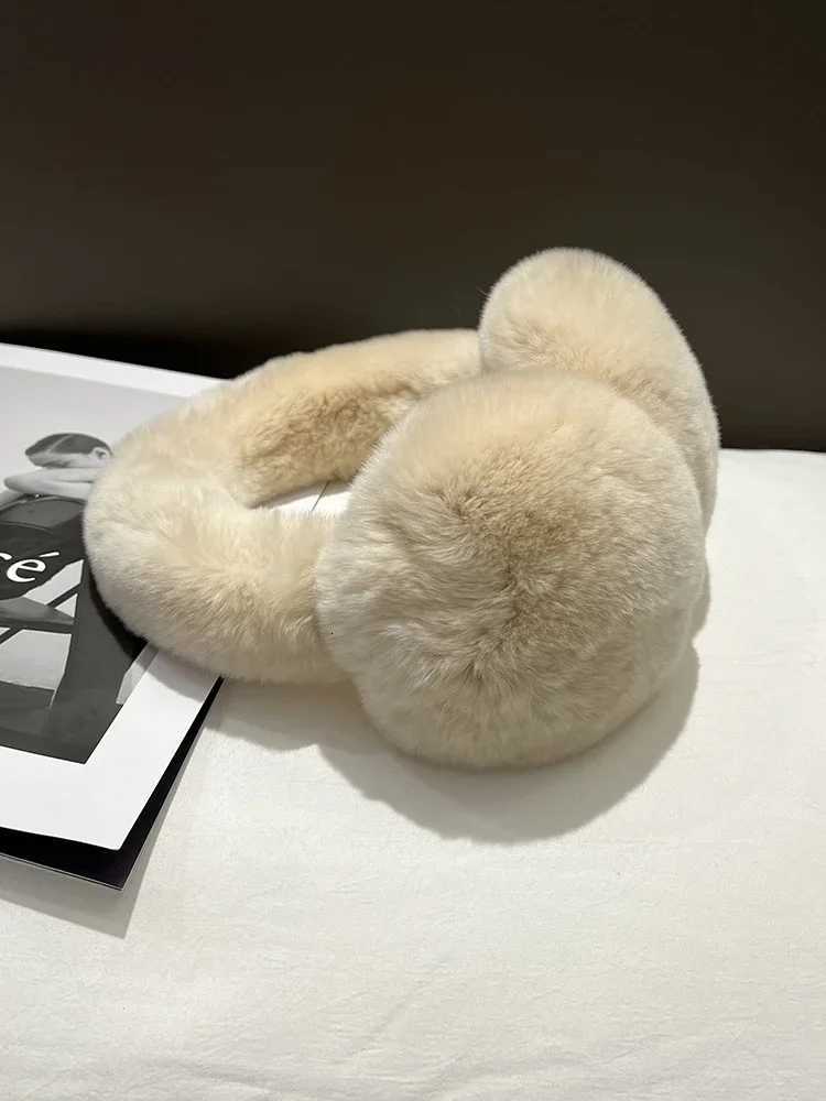 Real Rex Rabbit Fur Earmuffs for Women Winter Ear Warmers Soft Warm Furry Ear Muffs for Cold Weather XJ250812