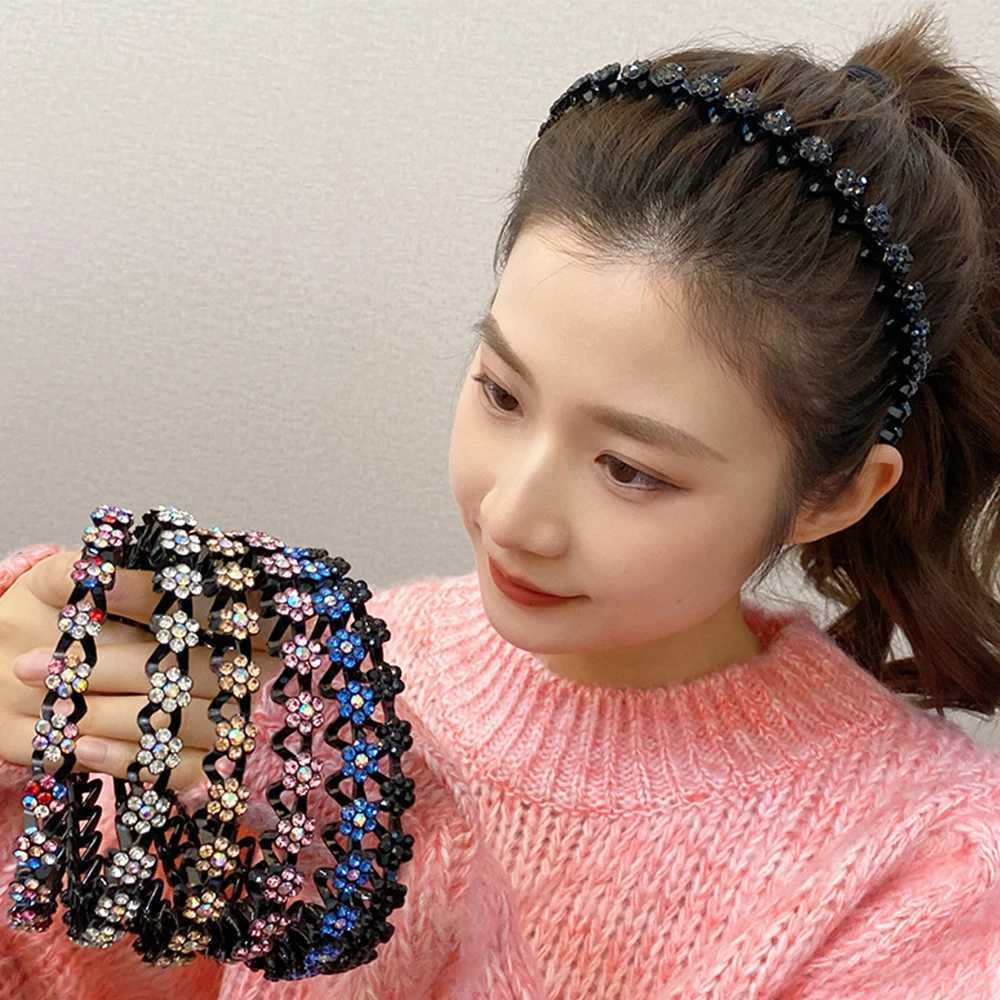 Fashion Small Flower Non-Slip Band Rhinestone Hairbands Elastic Wen Hair Hoop Bands Bezel Girls Hair Accessories Dress X250812