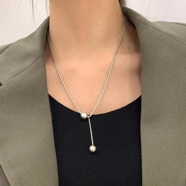 Womens Stainless Steel Choker Necklace Chain with Balls Elegant Gift for Men 250807