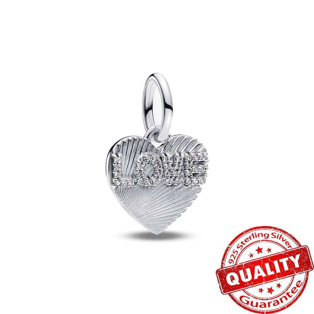 Romantic Heart Full of Hearts Dangle Charm & Sparkling Rose in Bloom Beads For 925 Sterling Silver Valentine's Day Necklace Gift