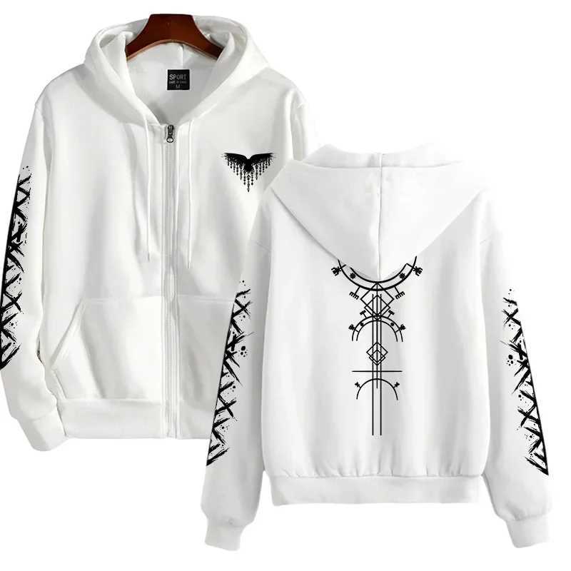 Viking Raven Print Hoodie Men 2025 Winter Zipper Sweatshirt Casual Sporty Pullover Hooded Coat Y2k CloTHes Y250811