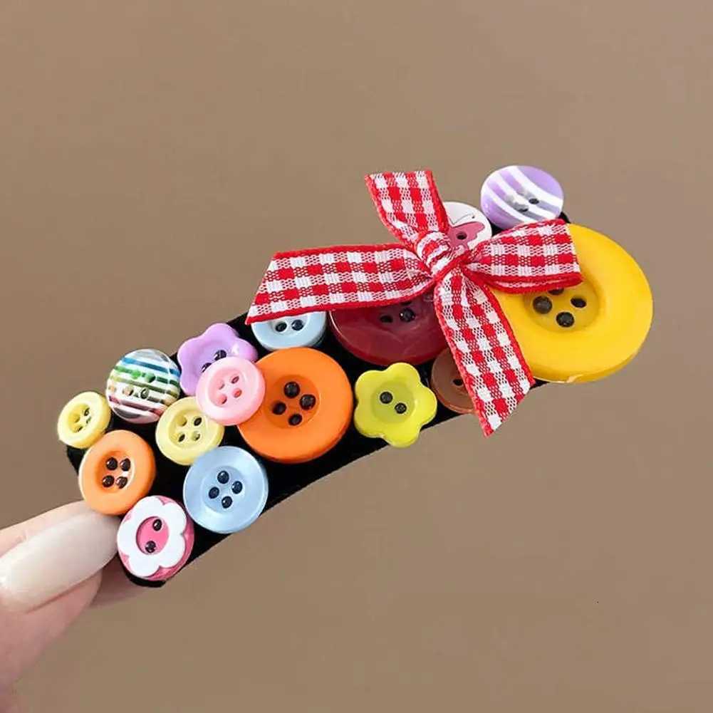 2K Wear Dopamine Colored Button Band Hair Clips for Women Girls Cute Buttons Hairpins Hair Barrettes Hair Accessories X250812