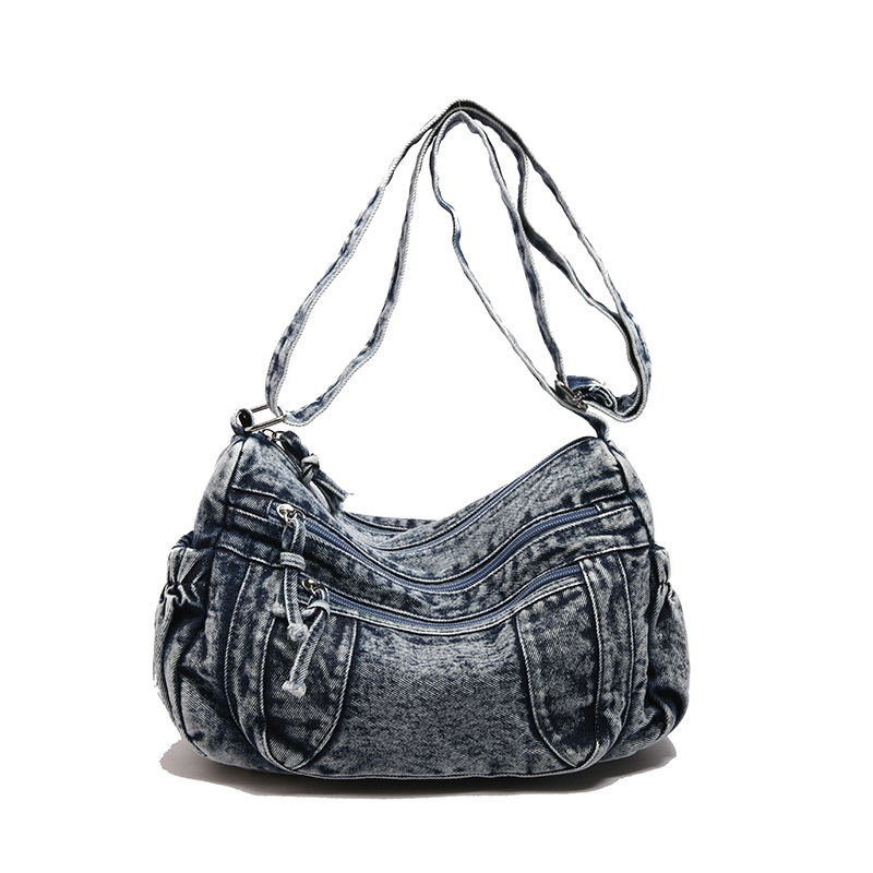 New Lazy Style Washed Denim Single Shoulder Crossbody Bag, Casual Versatile Women's Bag