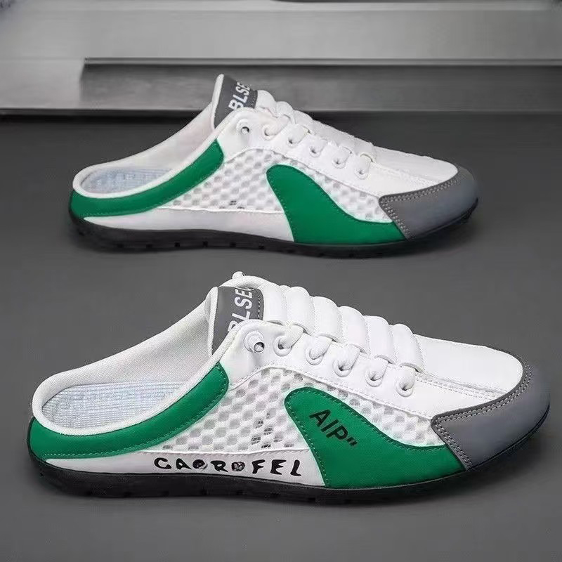 Summer New Half Top Casual Men's Shoes Korean Edition Trendy Pair Lazy Shoes One Step Stepping Half Top Board Shoes Bean Shoes Men sneakers