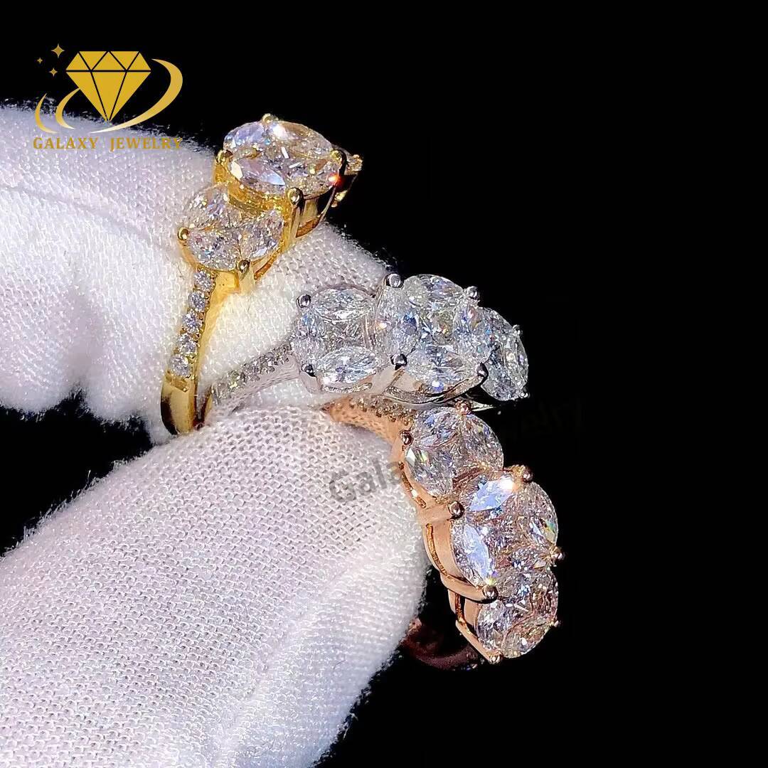 Fashion Eternity Ring CVD HPHT Lab Diamond Band Moissanite 18K Soild Gold Wedding Bands Engagement Rings for Women