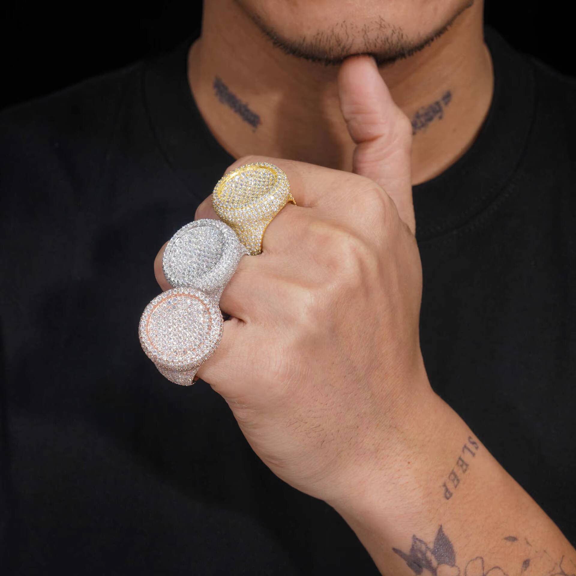 Original 925 Sterling Silver Men and Womens Moissanite Finger Rings Hip Hop Full Moissanite Rings for Men