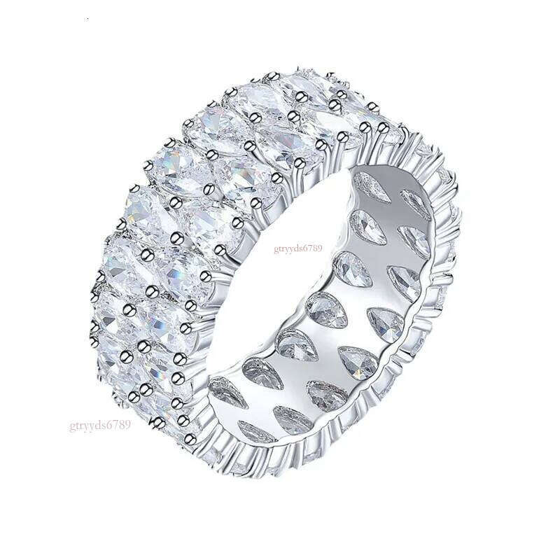Moissanite Dia Gemstone Wedding For Women Men Inlay CZ Zircon Lovers Engagement Rings Party Gifts Fine Jewelry