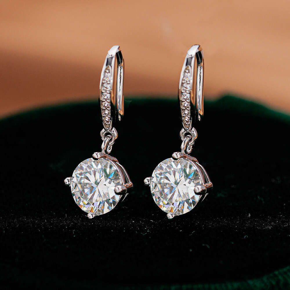 Sier for Women Six-Claw Designer Stud Elegant Simple Moissanite Gift Ear Jewelry Tassel Jewelry Earrs Designer Live Stream