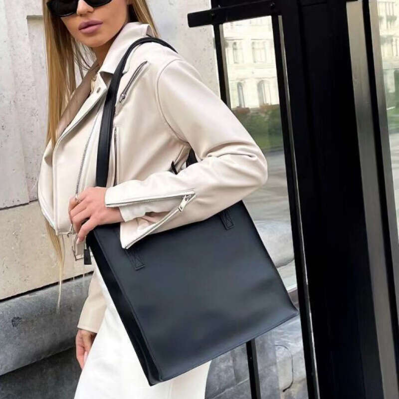 Spring Summer Large Capacity Zipper Tote Single Shoulder Women's Handbag Commuter Document Bag B5