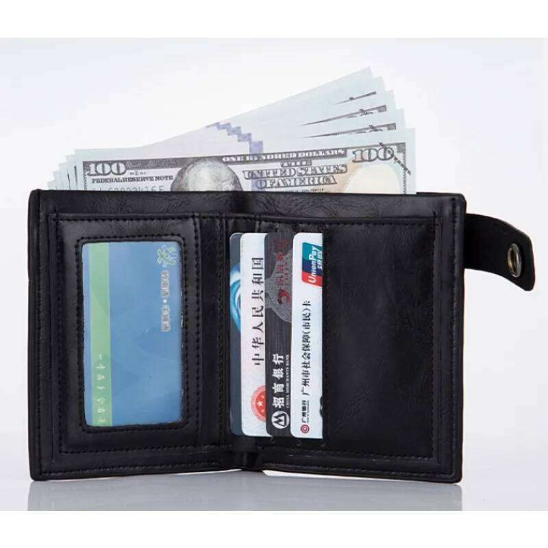 1pcs Gothic Leather Wallet with Vintage Chain & Rivets Skull Cross Design Coin Purse Punk Rock Accessories