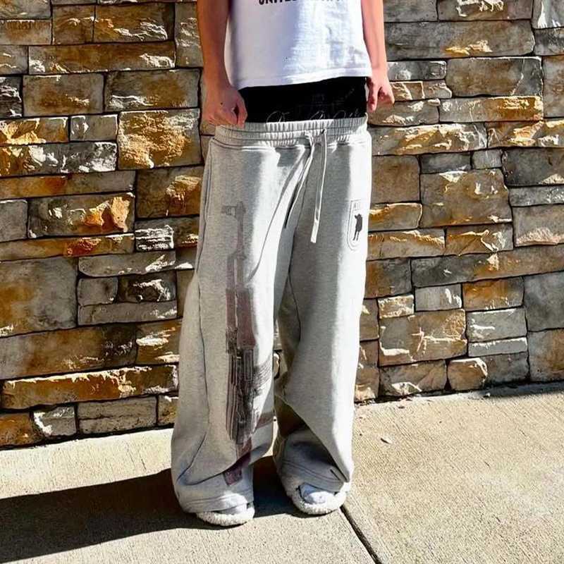 2K High-Waisted Printed Embroidered Street Guard Pants Spring Summer Casual Straight Leg Double Waist Design Fashionable W250812