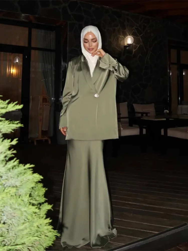 Elegant Long Skirt Set for Women Casual Solid Loose Long Sleeve Lapel Shirt Female Skirts Suit 2025 Spring Lady 2 Pcs Outfits 250811