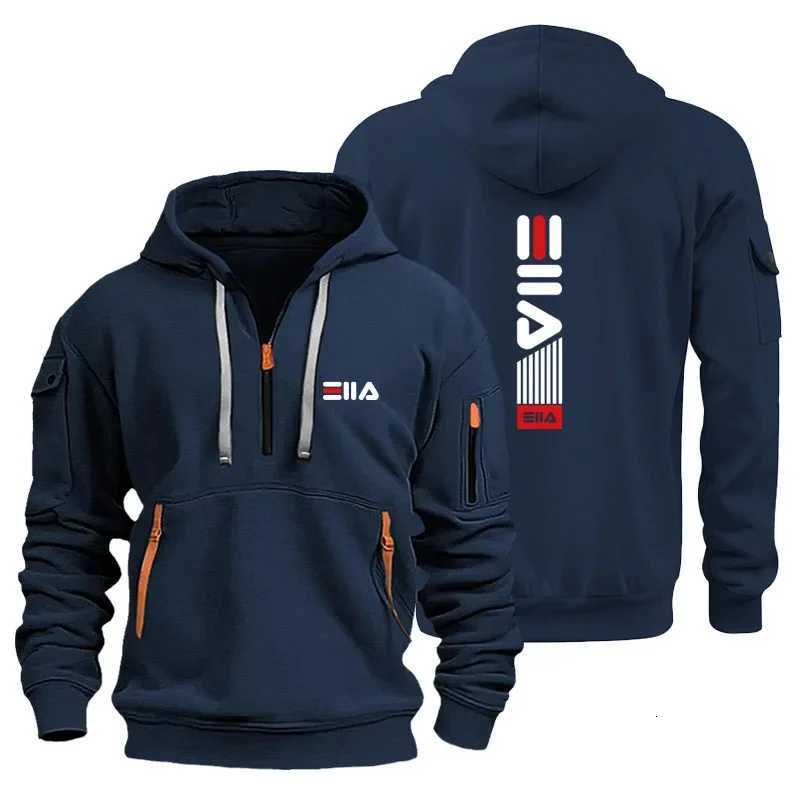 Mens outdoor long-sleeved hooded sweatshirt with zipper sporty casual and fitness pullover for autumn and winter 2025 Y250811