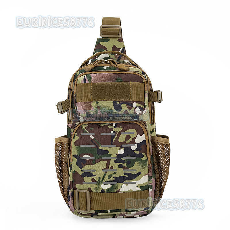 Camouflage Chest Bag for Men Outdoor Travel Single Shoulder Crossbody Bag Sports Cycling Bag Tactical Slingshot Small Backpack Multifunctional H250811