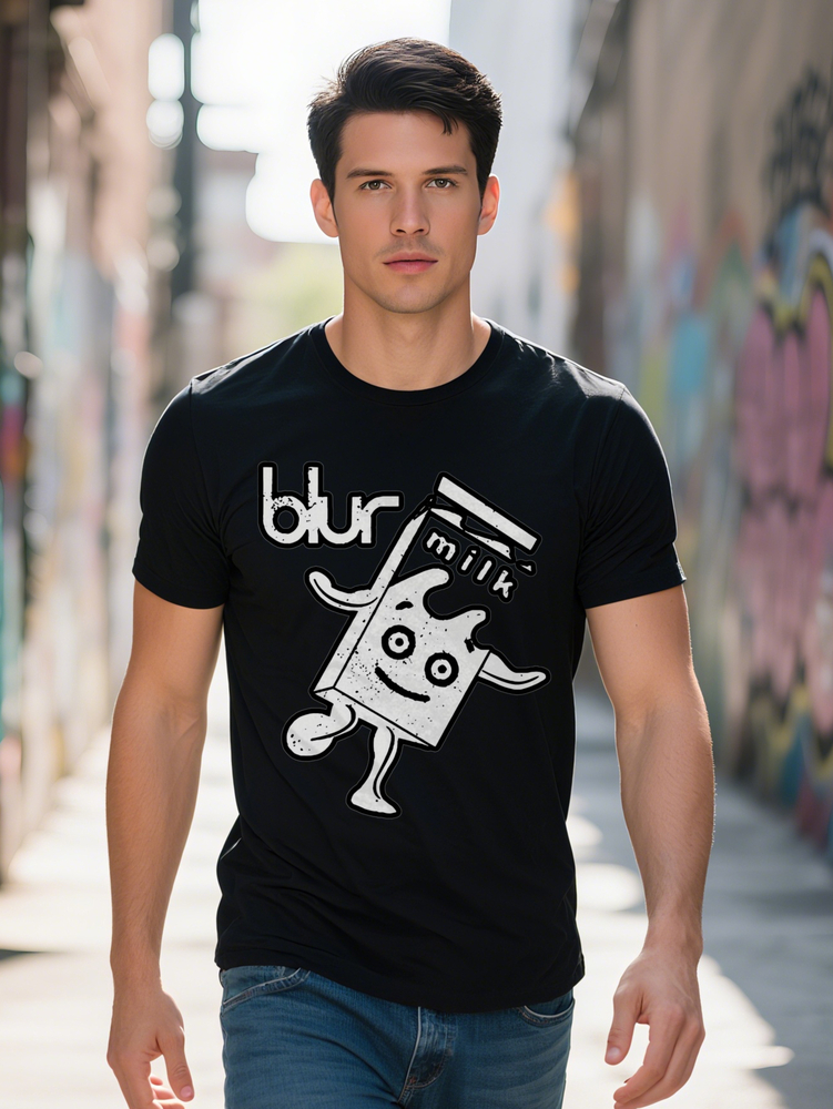 Men s Casual Graphic T Shirt Black Crew Neck with Milk Carton Design Summer Essential Everyday T-shirt Playful
