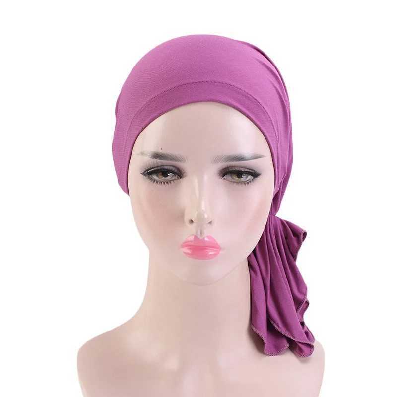 Elastic Modal Cotton Stretch Bandana Hat Women Chemo Hair Cover Women Muslim Ramadan Turban Hijab Bonnets XJ250812