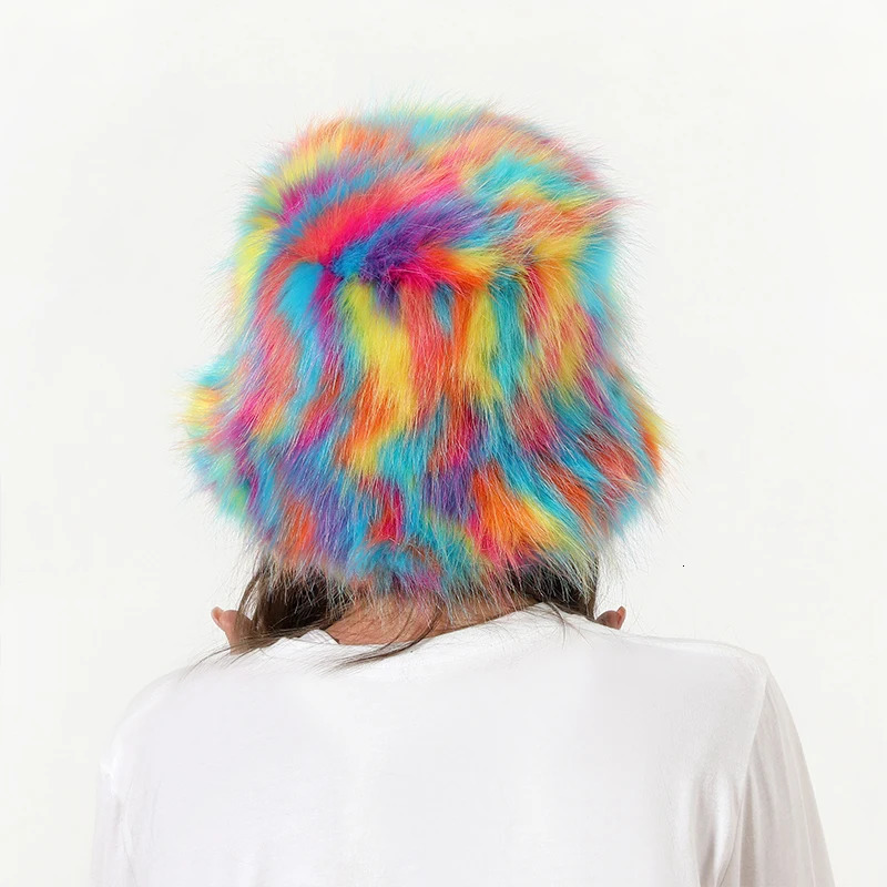 Winter Fashion Fluffy Faux Fur Bucket Hat Womens Elegant Thick Fishermans Hats Outdoor Girls Wide Brim Panama Cap 250808