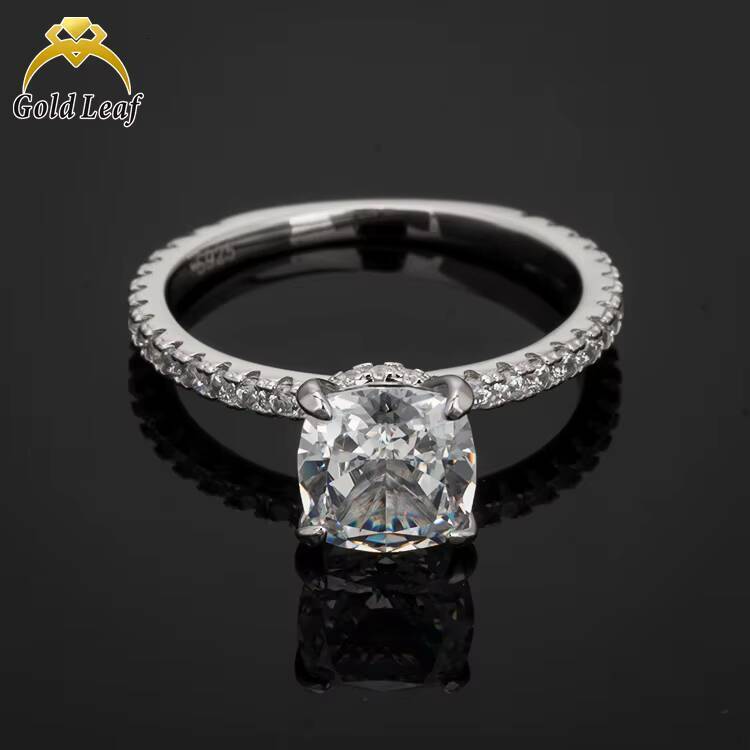 Goldleaf Wholesale Fine Rings 925 Sterling Silver Gold Plated Moissanite Stones Womens Wedding Engagement Gift Rings Hot Sale
