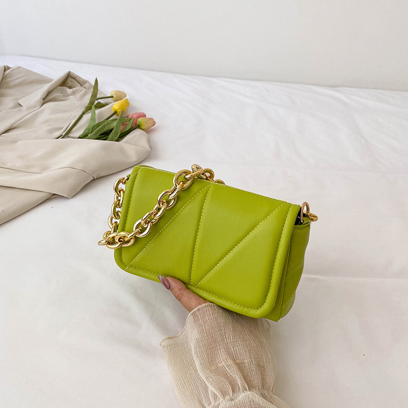 Embroidery Thread Early Spring New Trendy Fashion Solid Color Casual Simple Texture Chain Single Shoulder Underarm Small Square Women s Bag ddmymarket