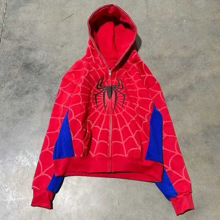 Men Spider Print Hoodies Women Hip Hop Zipper Long Sleeve Jacket Coats Y2k Autumn Winter Harajuku Casual Loose Hooded Sweatshirt X250812 - view 3