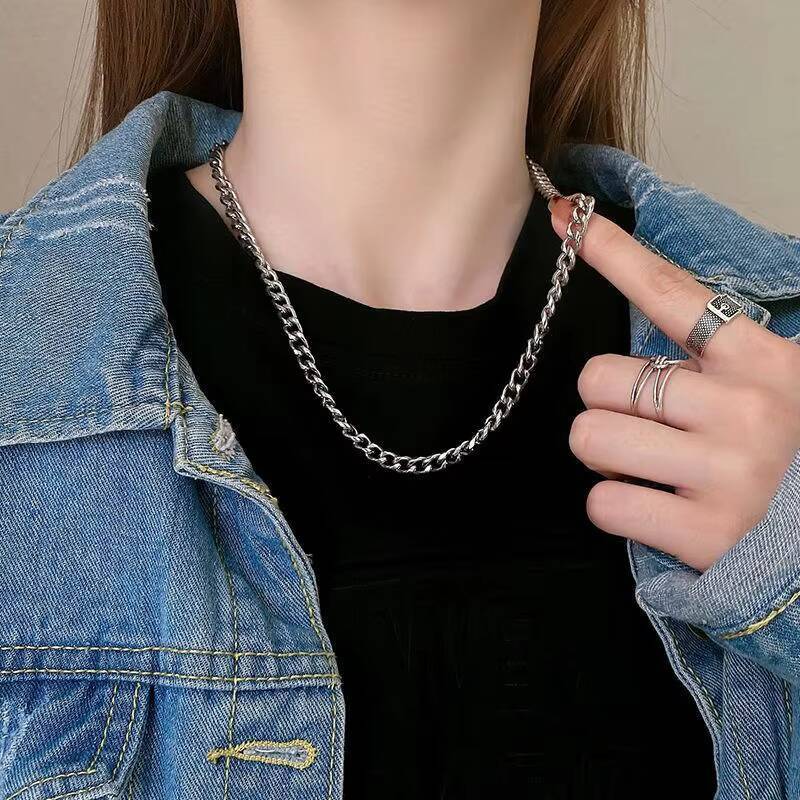 VANA Solid Diamond Cut 925 Sterling Silver Vintage Necklace Close Link Flat Curb Cuban Chain Necklace Men Women Italian Style