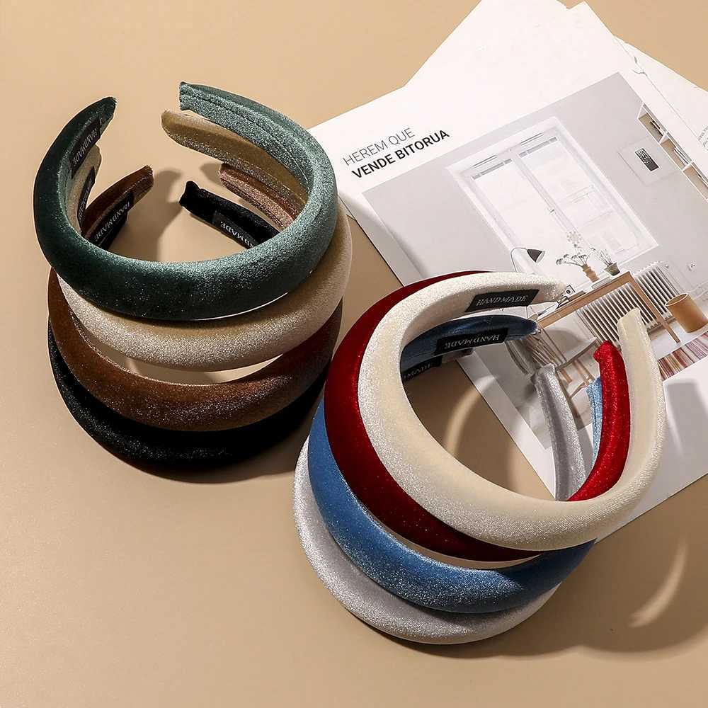 Fem Bezel Padded Band for Wen Vintage Solid Thick Hair Hoop Velvet Hairband Sponge Hair Band Girls Hair Accessories X250812