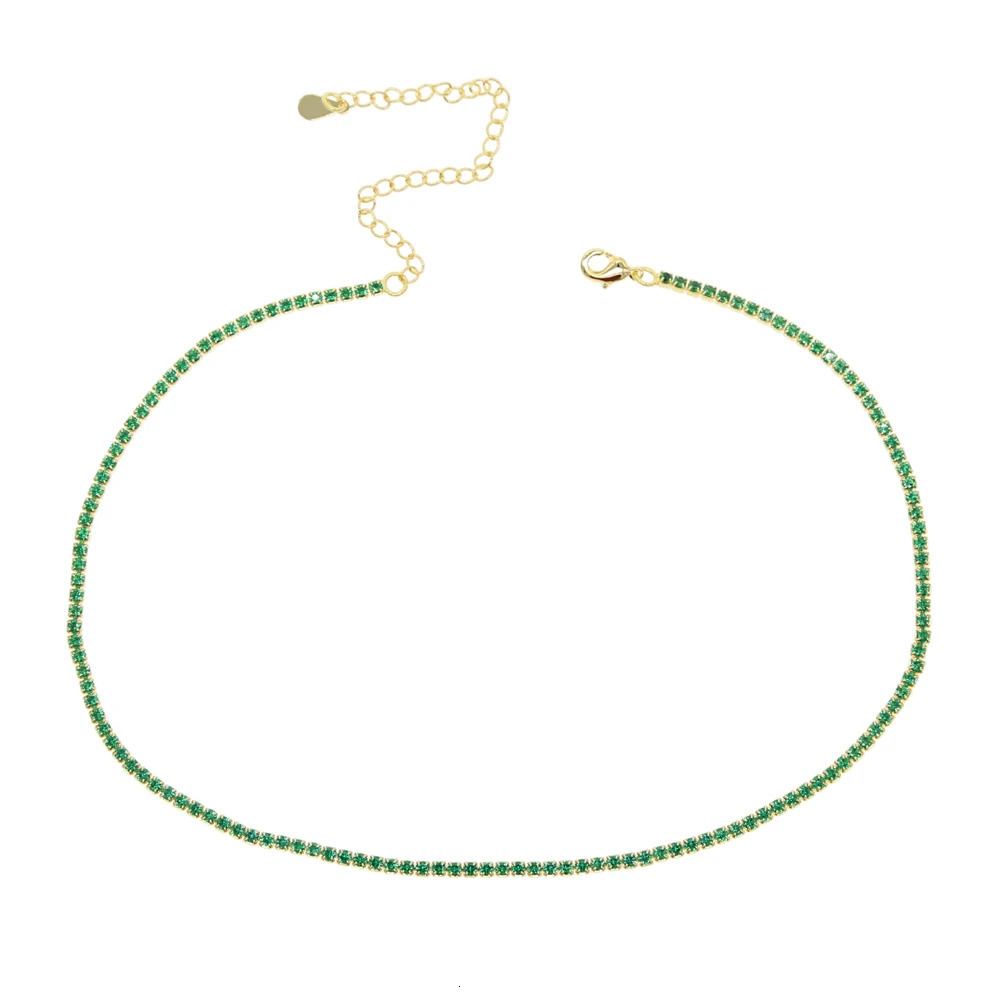 clear cz tennis chain choker necklace thin chain Gold color high quality women lady fashion trendy chockers 250807