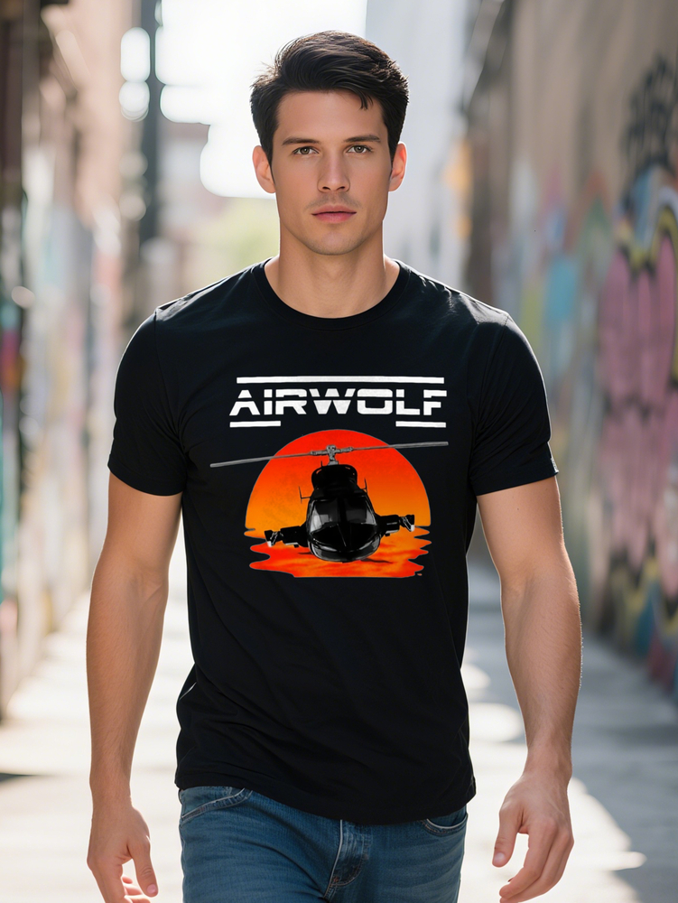 Funny Graphics Oversized Shirts For Men New Airwolf TV Series Supercopter T Shirt PLUS SIZE L XL