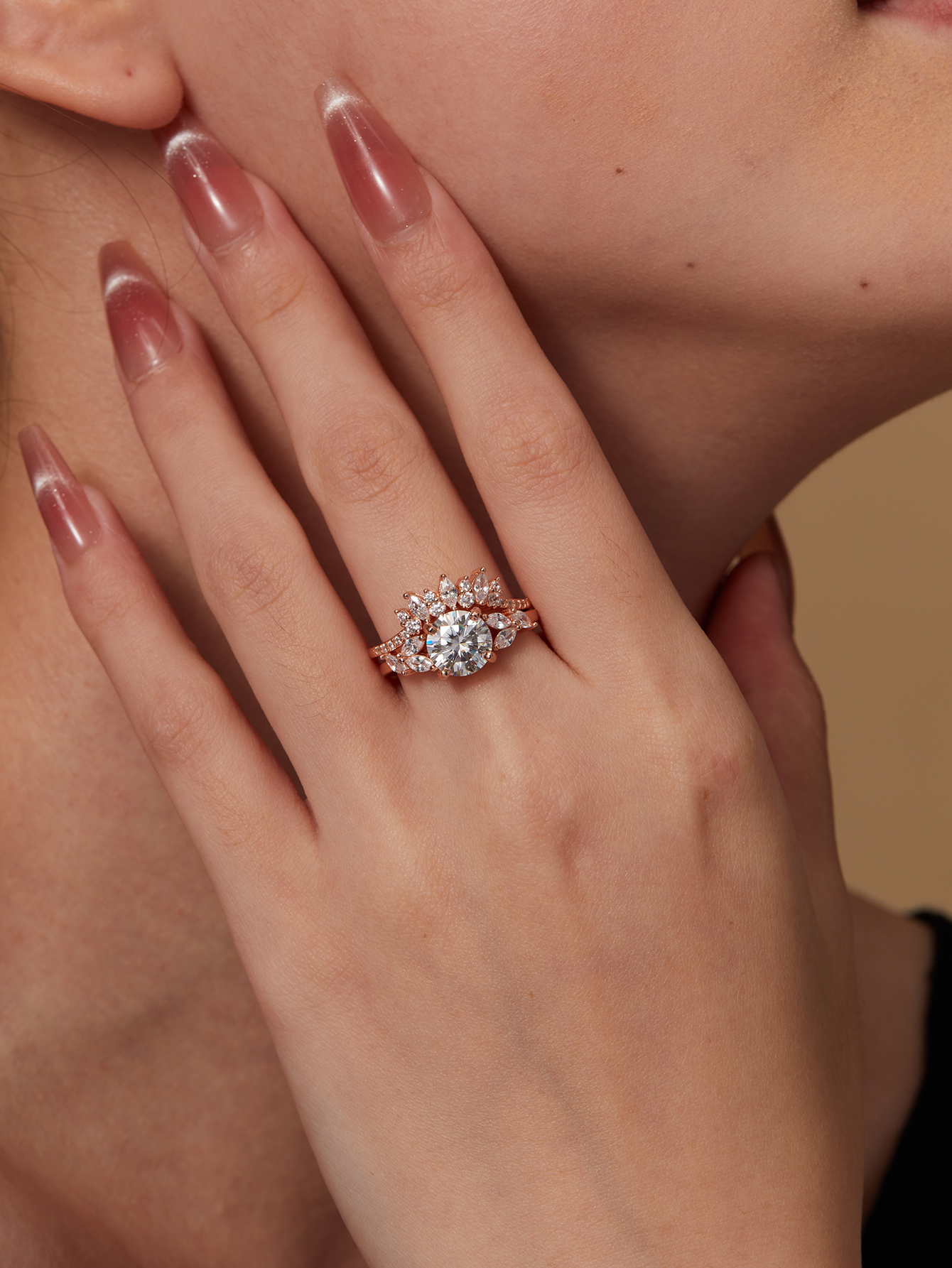 MT Premium Jewelry Moissanite Engagement Wedding Ring Set, Women's 925 Sterling Silver 2 pcs Detachable Stackable Ring Set, Anniversary Band Set 