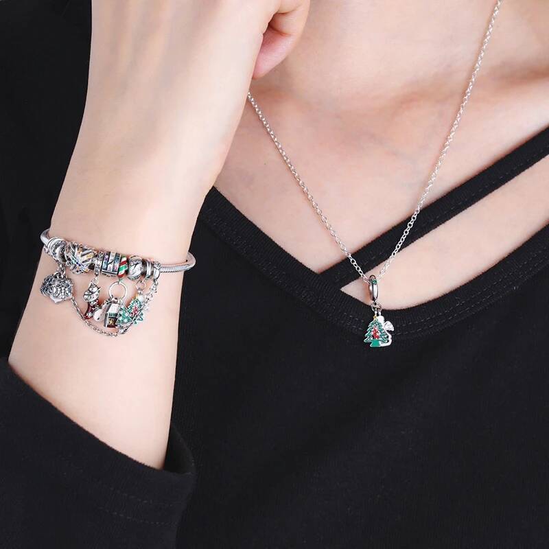 Sier Snake Chain Clip Clap Fit Charm Bracelet Diy For Woman Fashion Jewelry