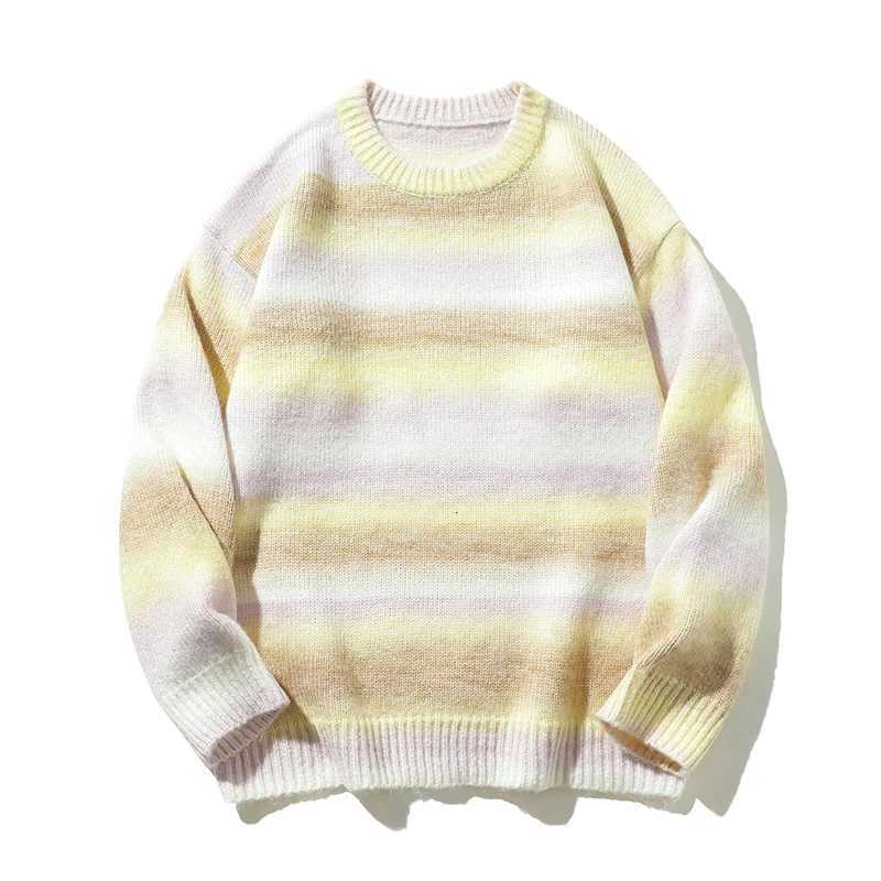 Colorful Stripes Sweaters Men Regular Fit Long Sleeve Graphic Pullovers Soft Comfortable Crewneck Knit Sweaters Male X250812