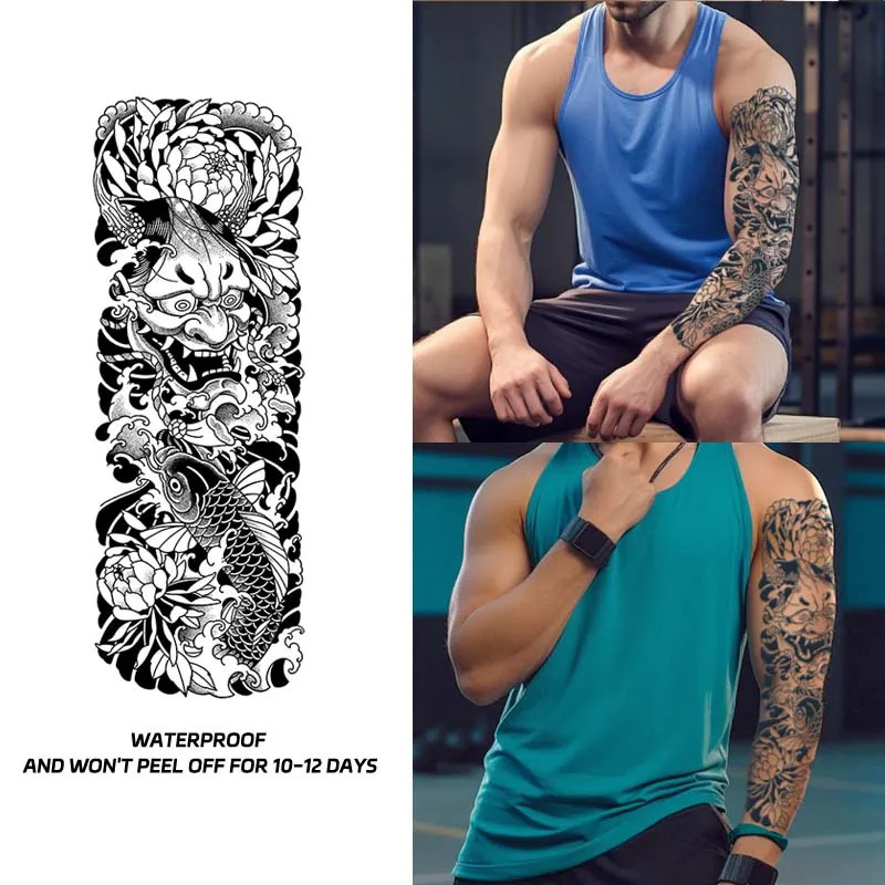 Hannya Full Arm Waterproof Temporary Tattoo Sticker Longlasting for 12 weeks Realistic Semianent 250809