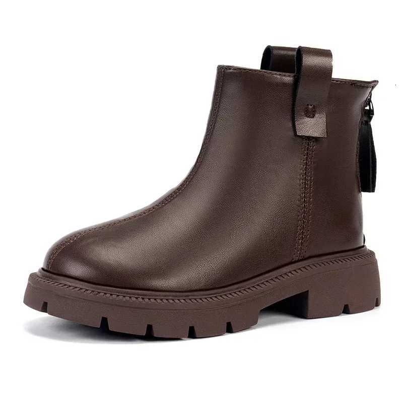 Girls Ankle Boots Simple Design Classic Kids Rubber Boots Anti-skid Side Zipper Black Brown Plain Kids Boots Autumn Winter New XJ250812