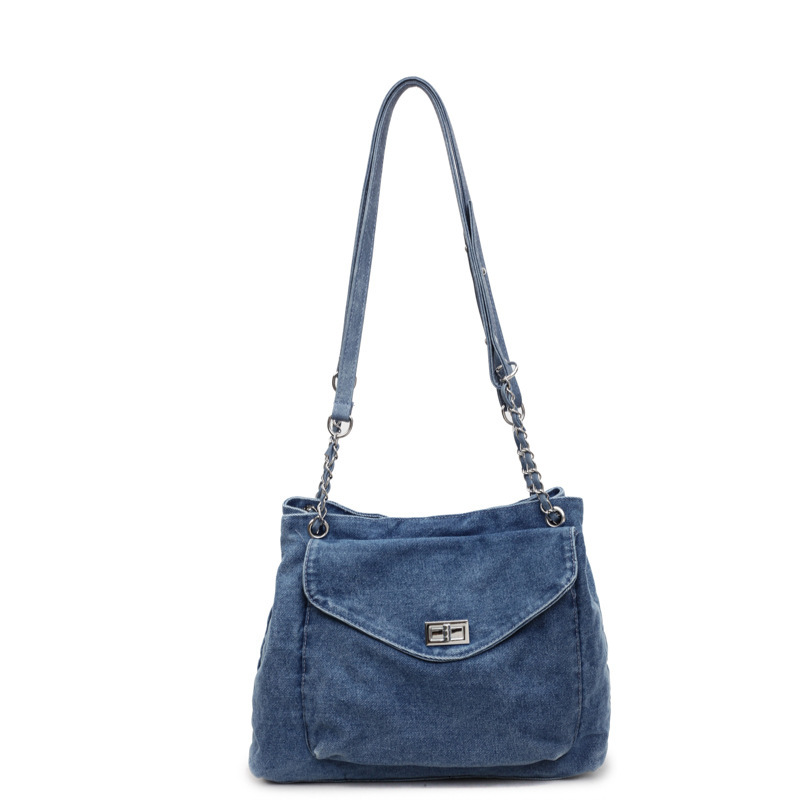 Summer Denim Large for Women New Trendy Fashion Workwear Style Tote Versatile Commuter Shoulder Crossbody Bag