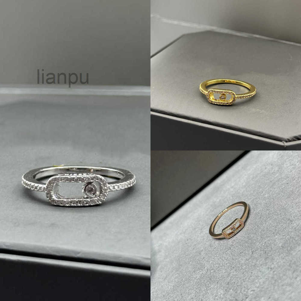 Move Single drill sliding designer rings Real Stone 925 Brand Gold Luxury Rose Gold Chain Women Fashion Jewelry Gift finger Love Diamond wedding Ring
