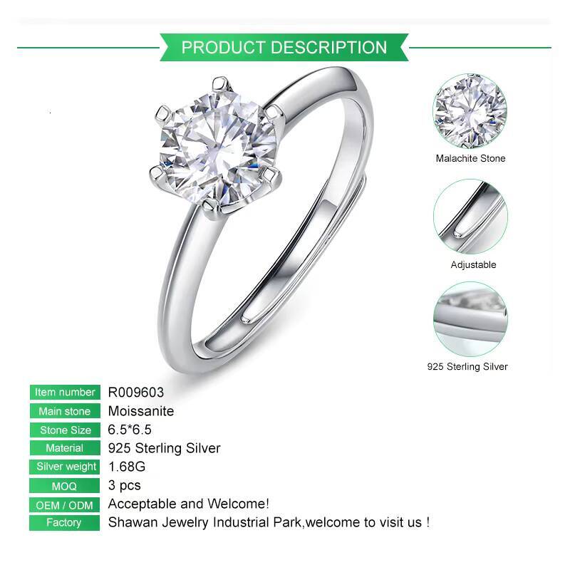 Custom 925 Sterling Silver 1 CT Moissanite Jewellery Eternity Engagement Wedding Ring Jewelry Women