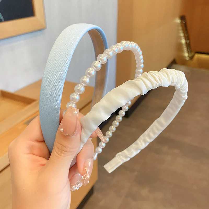 2022 New Gauze Pearl Flower Blue Face Wash Band Retro Womens Fashion Hair Hoop Band Wash Face Hair Accessories X250812