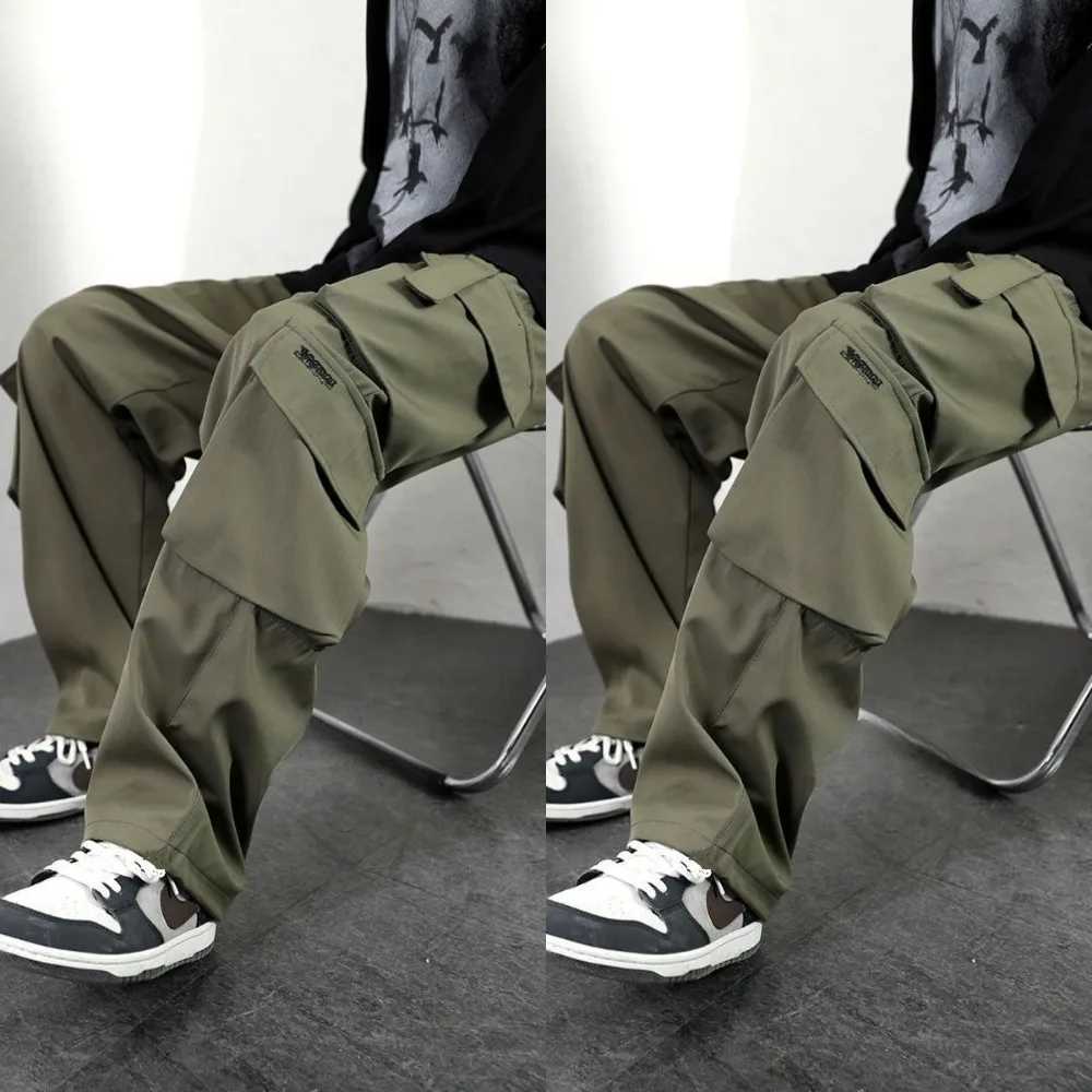 Harajuku Oversized Cargo Parachute Pants Men Streetwear Vintage Y2k Hip Hop Wide Leg Joggers Baggy Casual Sweatpants Techwear X250812
